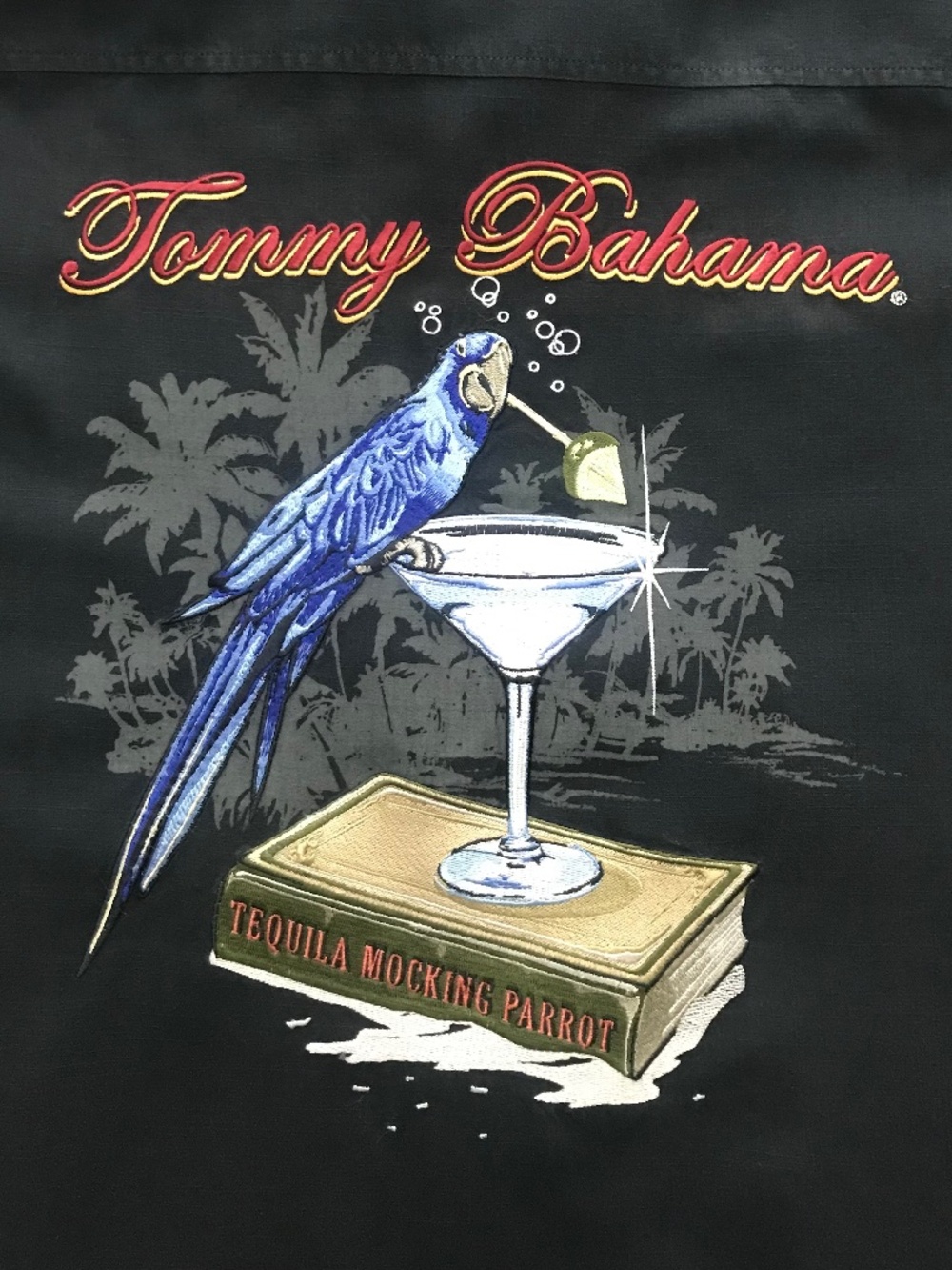 Tommy Bahama Embroidered 🍹TEQUILA MOCKING PARROT🦜Silk Camp Shirt
